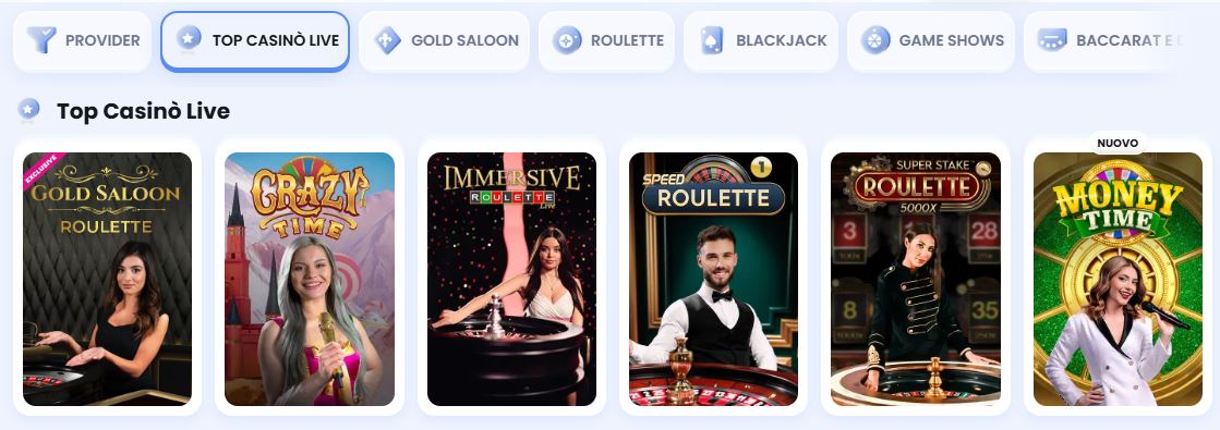 Partecipa ai tavoli dal vivo con croupier professionisti